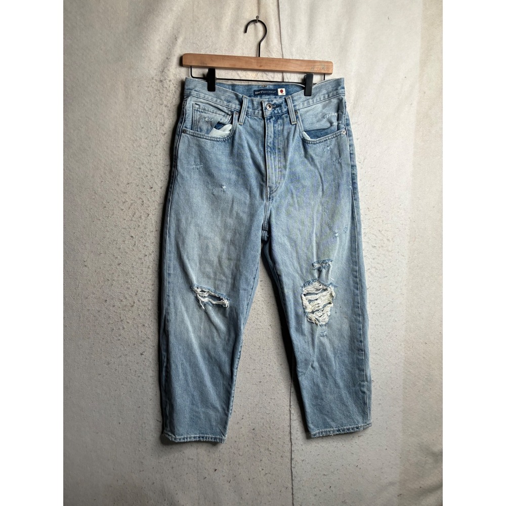 Levis Made & Crafted Barrel Jeans Light Wash Distressed Japanese Fabric 27